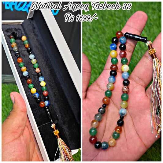 Natural Aqeeq Tasbeeh 33 Beads