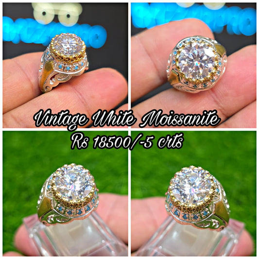 Premium Quality Vintage Style White Moissanite Ring