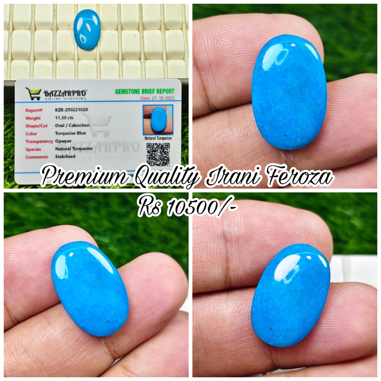 Premium Quality Irani Feroza With Lab Certificate