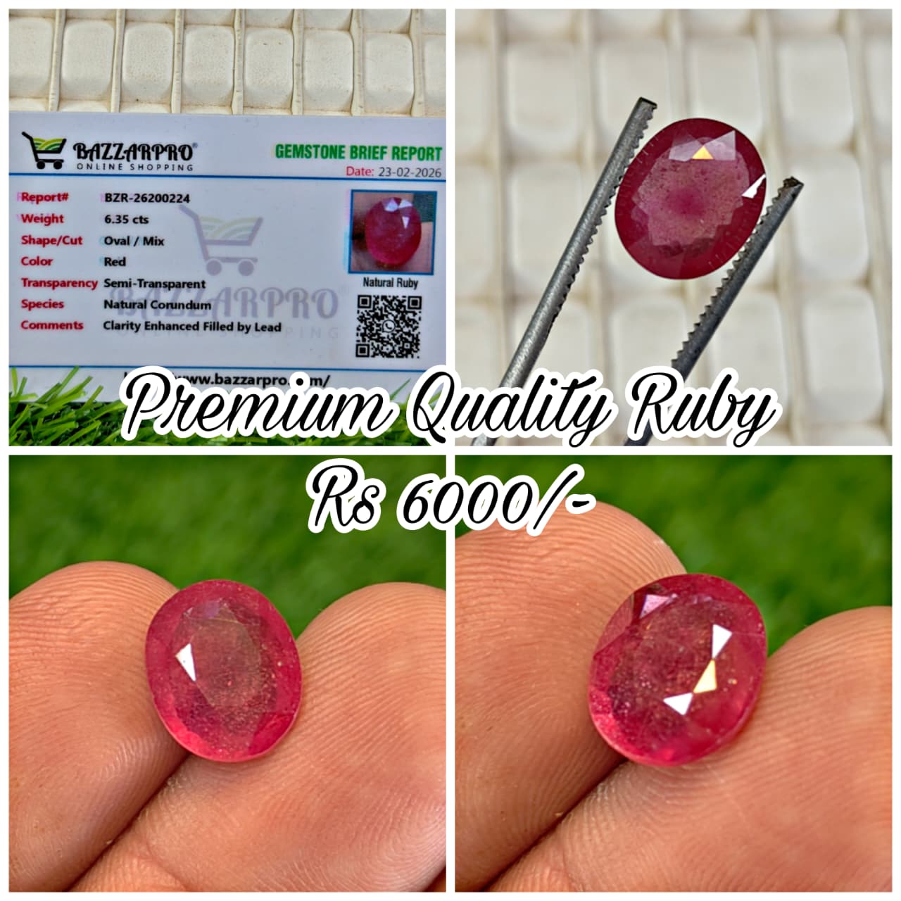 Premium Quality Ruby With Lab Certifice