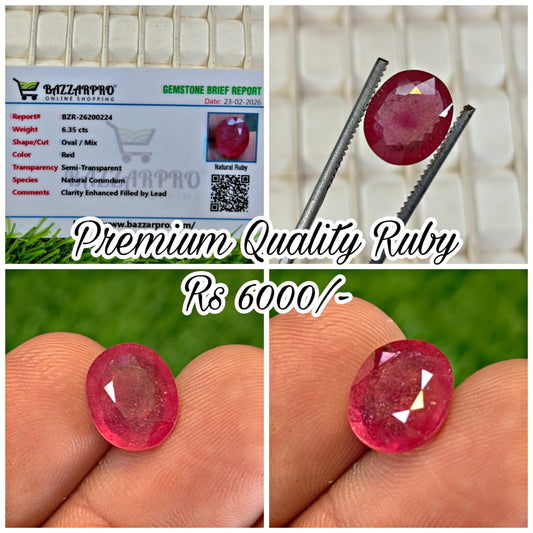 Premium Quality Ruby With Lab Certifice