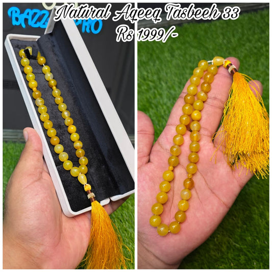Natural Aqeeq Tasbeeh 33 Beads