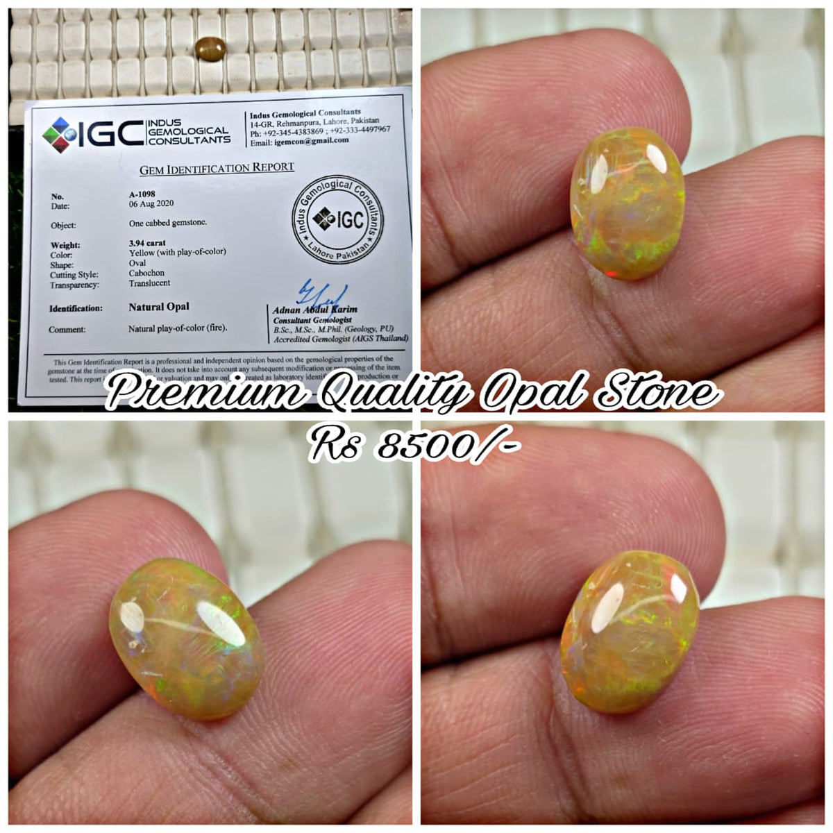 Natural Full Fire Opal Stone With Lab Certificate