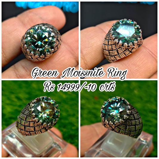 Green Moissanite Diamond Ring