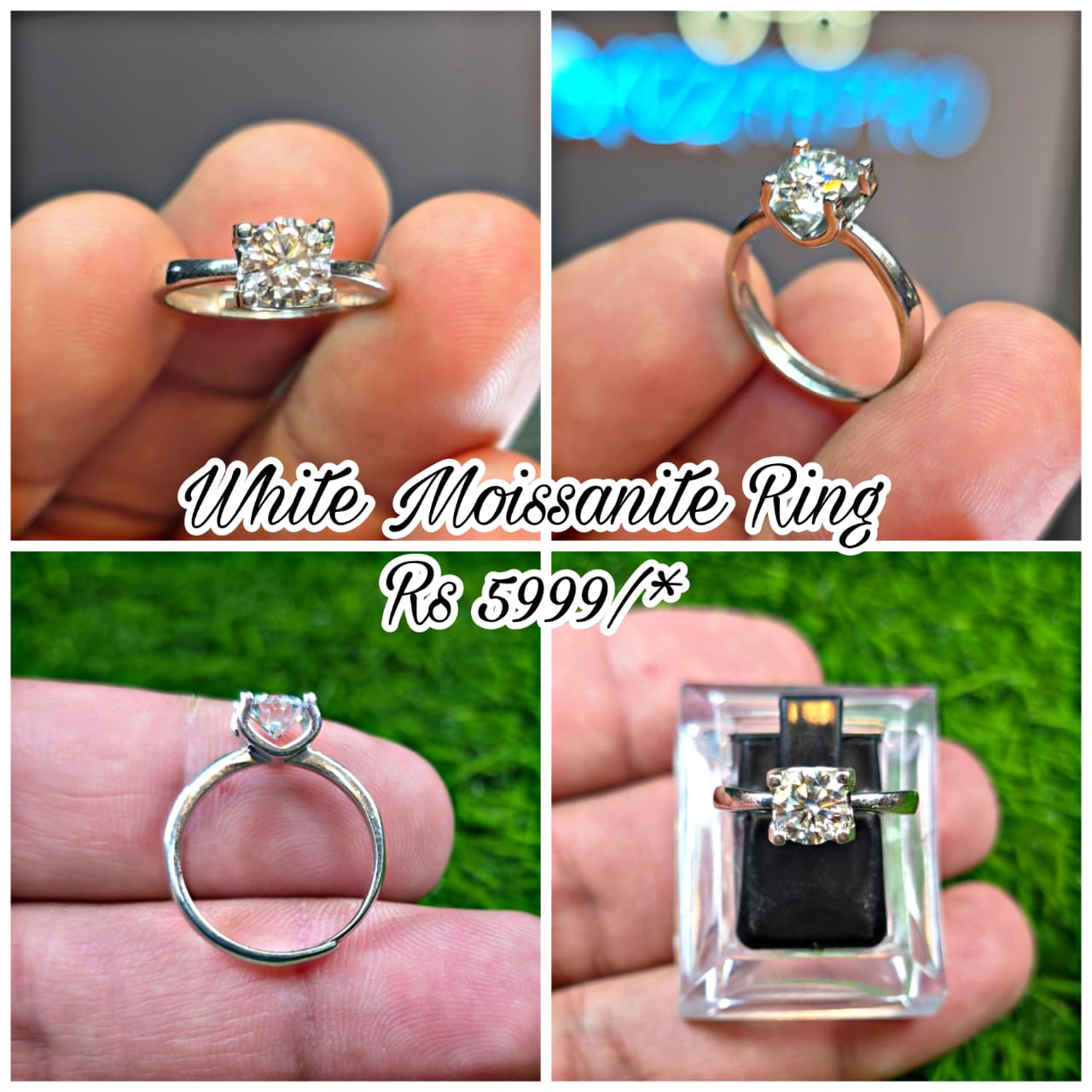 Premium Quality Couple White Moissanite Ring