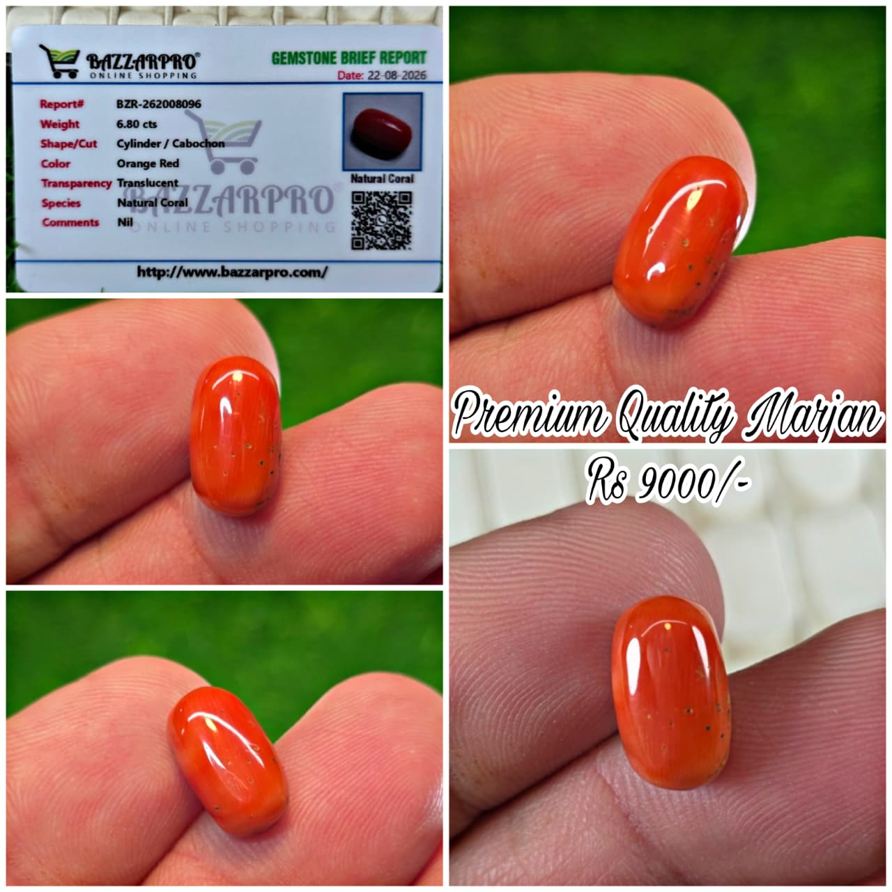 Natural Marjan Stone With Lab Certificate